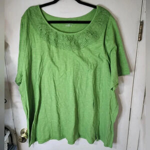 Catherines Green Short Sleeve Tunic Plus Size 2X 22/24